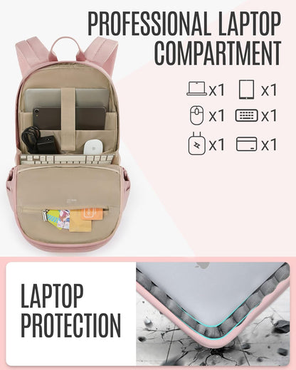 Stylish  15.6" Laptop Backpack - Perfect for College, Work & Travel - Gift-Ready Pink Backpack for Women