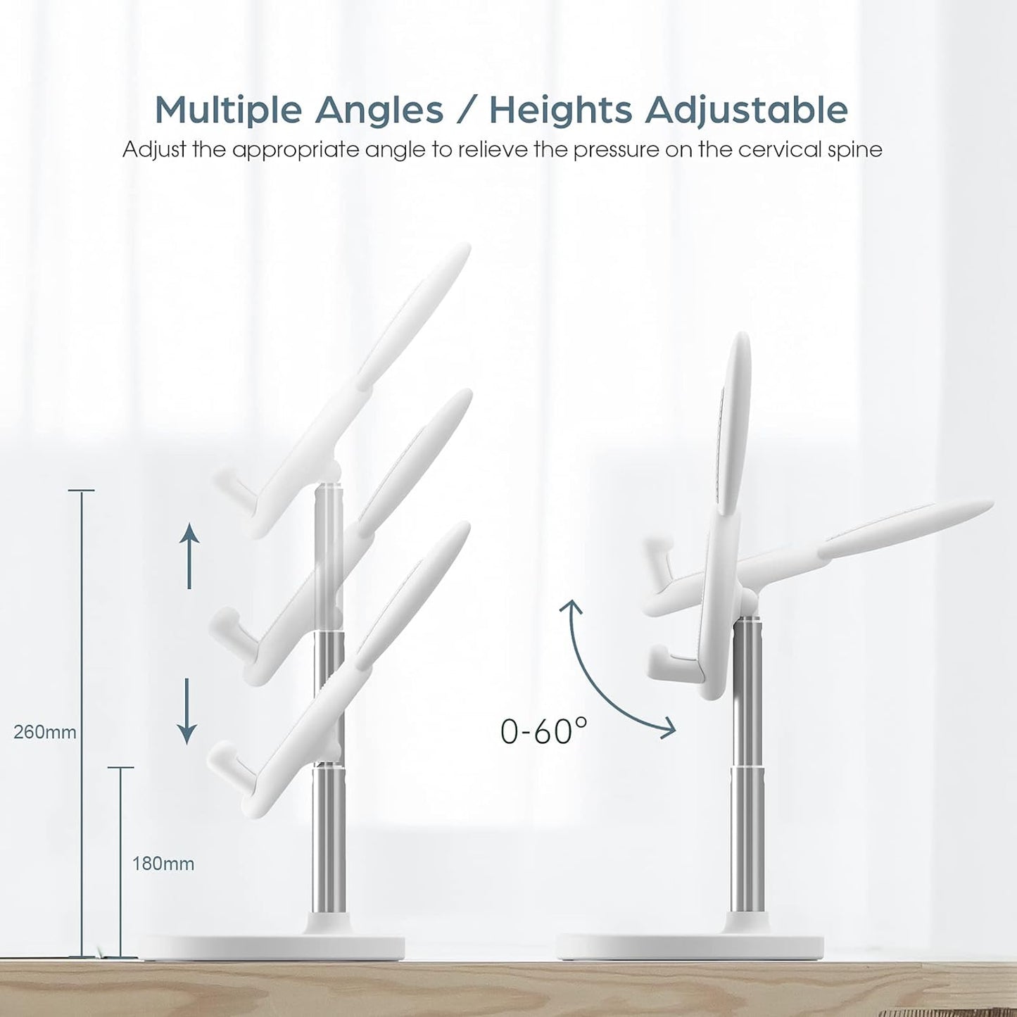 Adjustable Cute Bunny Phone Stand for Desk – Compatible with All Mobile Phones & Tablets (4-10in) - White