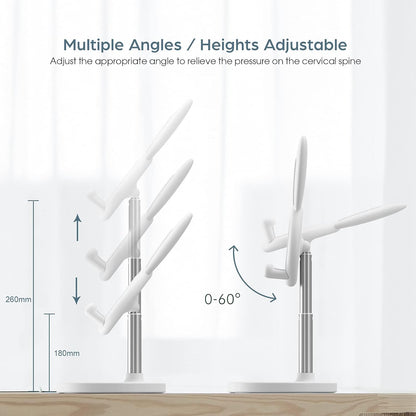 Adjustable Cute Bunny Phone Stand for Desk – Compatible with All Mobile Phones & Tablets (4-10in) - White