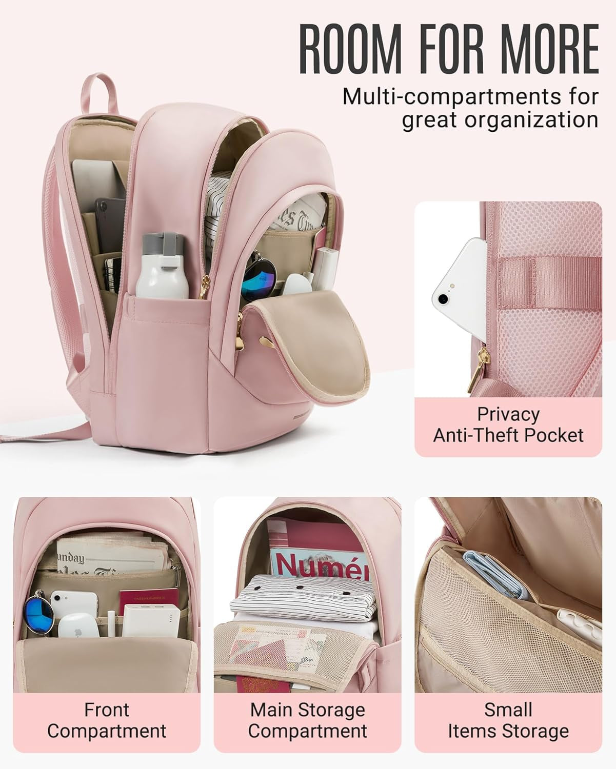 Stylish  15.6" Laptop Backpack - Perfect for College, Work & Travel - Gift-Ready Pink Backpack for Women
