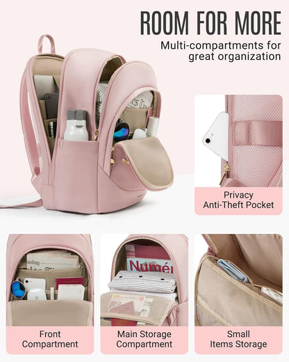 Stylish  15.6" Laptop Backpack - Perfect for College, Work & Travel - Gift-Ready Pink Backpack for Women